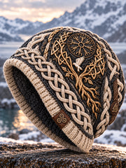 Bonnet tricoté chaud pour l’automne et l’hiver, style viking vintage