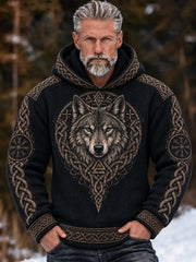 Sweat à capuche confortable imprimé Viking Celtic Wolf pour homme