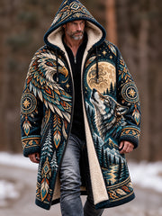 Sweat à capuche doublé polaire pour homme, motifs animaux de la forêt nordique