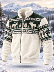 Veste décontractée en flanelle à fermeture éclair pour homme, motif géométrique et imprimé orignal