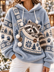 Sweat à capuche en flanelle pour femmes, motifs animaux originaux