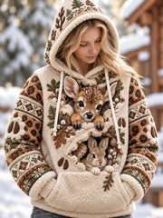 Sweat à capuche en flanelle pour femmes, motifs animaux originaux