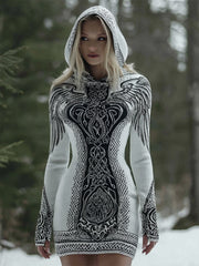Ailes de Viking rétro et noeud celtique Imprimer Mini robe décontractée des femmes