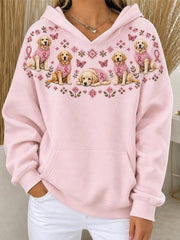 Sweat à capuche décontracté pour femme, motif labrador et ruban rose de la solidarité