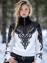 Les femmes Vintage Viking Wings noeud celtique Imprimer Zip Up Sweatshirt
