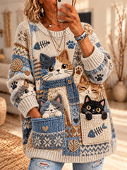 Pull pour femme à motifs d'animaux amusants