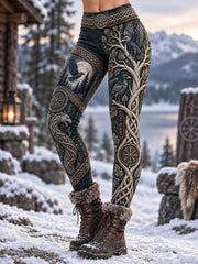 Leggings en velours à motif viking pour femme