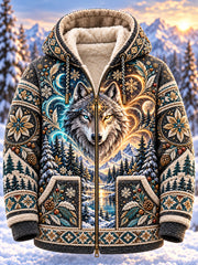 Sweat à capuche en flanelle à imprimé animal nordique pour homme