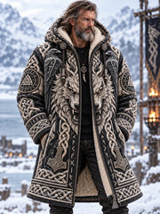 Sweat à capuche doublé polaire motif viking pour homme