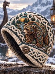Bonnet tricoté chaud pour l’automne et l’hiver, style viking vintage