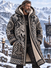 Sweat à capuche doublé polaire motif viking pour homme