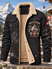 Veste Homme Doublée Polaire Avec Imprimé Graphique Commémoratif Alpin