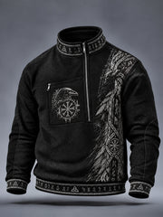 Sweat-shirt décontracté imprimé viking pour homme