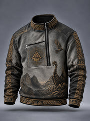 Sweat-shirt décontracté imprimé viking pour homme
