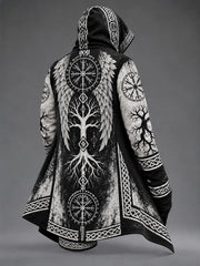 Cardigan à capuche imprimé viking pour homme