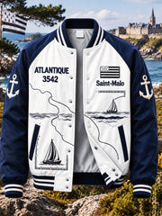 Veste de baseball décontractée pour homme, imprimé patchwork, inspirée de la course transatlantique Route du Rhum en Bretagne