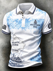 Polo décontracté pour homme, motif patchwork dégradé Bretagne, course à la voile French Rum Route
