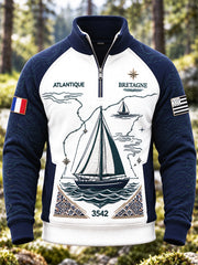 Sweat-shirt décontracté zippé motif Bretagne – Course à la voile «Route du Rhum» pour hommes