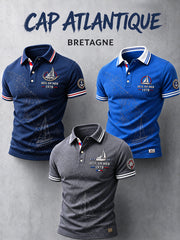 Polo de travail décontracté avec imprimé «Route du rhum française Bretagne» pour homme