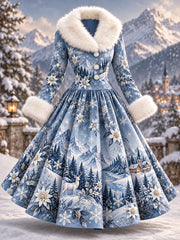 Robe Femme Imprimé Graphique à Thème Alpin
