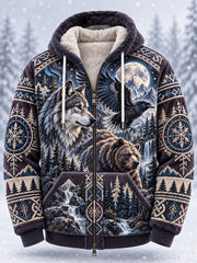 Veste à capuche en flanelle pour homme, style nordique, automne/hiver, motif animalier