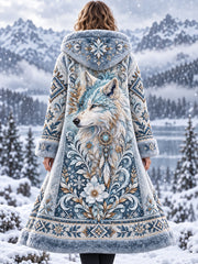 Veste à capuche en flanelle pour femme, style nordique, automne/hiver, motif animalier