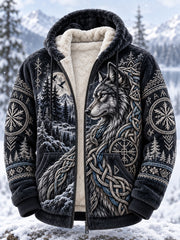 Veste à capuche en flanelle sur le thème animal automne/hiver de style nordique pour hommes