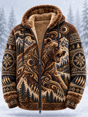 Veste à capuche en flanelle pour homme, style nordique, automne/hiver, motif animalier
