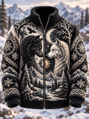 Hommes Nordic Animals En Automne Et Hiver Flanelle Zipper Jacket