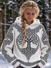 Vintage Viking Arbre De Vie Celtique Noeud Imprimer Cozy Hoodie Femme