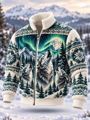 Veste zippée en flanelle pour homme, motifs animaux nordiques, automne-hiver