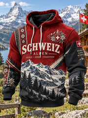 Sweat à capuche homme graphique commémoratif alpin