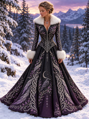 Robe à col en V «Force dans les ténèbres» Viking Vintage pour femme