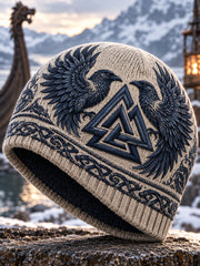 Bonnet tricoté chaud pour l’automne et l’hiver, style viking vintage