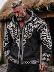 Les hommes Vintage Viking inspiré noeud celtique Imprimer Zip-Up Hoodie