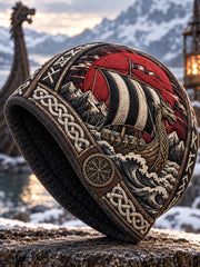 Bonnet tricoté chaud pour l’automne et l’hiver, style viking vintage
