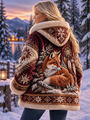 Les animaux nordiques de la dame dans le manteau de flanelle d'automne et d'hiver