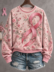 Women's Breast Cacner Awareness Art Imprimé Sweatshirt