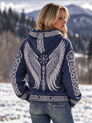 Les femmes Vintage Viking inspiré ailes celtiques Imprimer confortable Hoodie