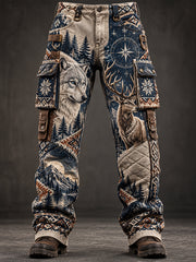 Pantalon de travail décontracté pour homme, motifs animaux, automne-hiver, style nordique