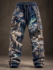Pantalons de survêtement décontractés à imprimé animaux nordiques automne et hiver pour hommes