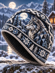 Bonnet unisexe nordique pour l’automne et l’hiver, motifs animaux