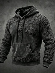 Sweat à capuche surdimensionné style viking pour homme, avec poches et épaules tombantes