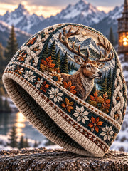Bonnet unisexe nordique pour l’automne et l’hiver, motifs animaux