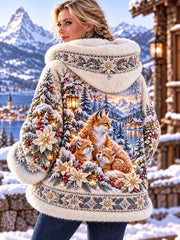 Manteau de flanelle nordique des animaux d'automne et d'hiver de la dame