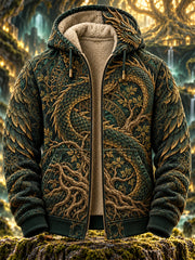 Sweat à capuche vintage nordique style viking doublé polaire avec fermeture éclair