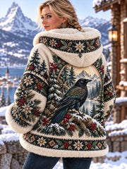 Manteau en flanelle à motifs d'animaux pour femme, collection automne-hiver nordique