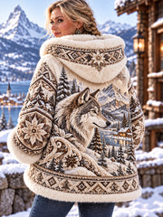 Manteau en flanelle à motifs d'animaux pour femme, collection automne-hiver nordique