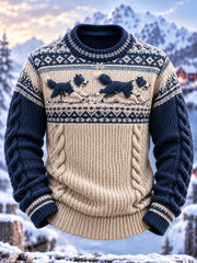 Retro Nordic-Style Pet Border Collie Crew-Neck Sweatshirt