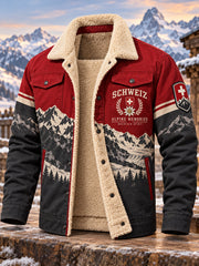 Veste pour homme doublée polaire aux motifs d’inspiration alpine
